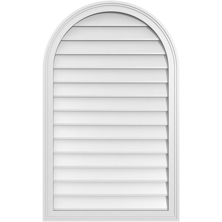 Ekena Millwork Round Top Surface Mount PVC Gable Vent w/ 2"W x 1-1/2"P Brickmould Frame, 26"W x 42"H GVPRT26X4202SN